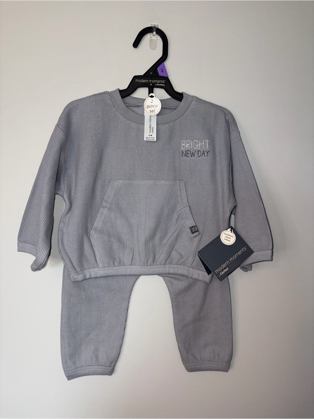 Modern Moments Baby Two-Piece Set — Light Gray "Bright New Day" 12 months